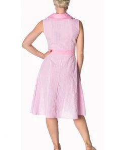 New In Banned Grease Gingham 50's Diner Jurk Roze