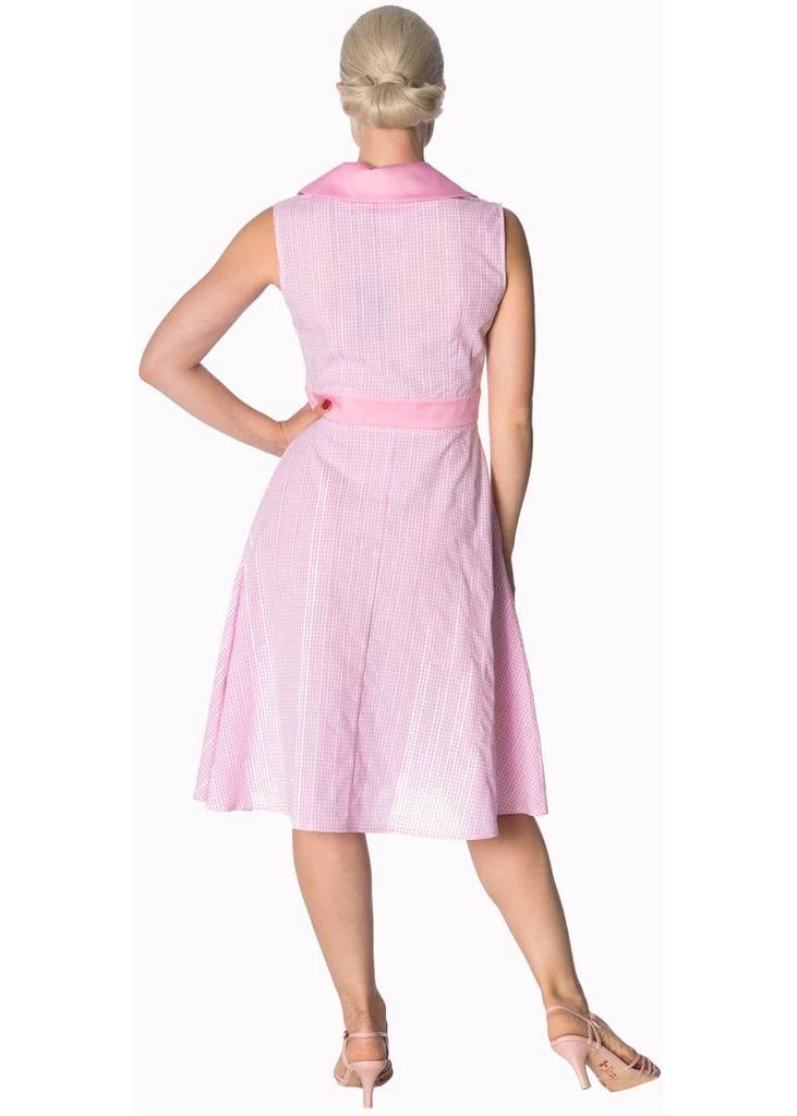 New In Banned Grease Gingham 50's Diner Jurk Roze