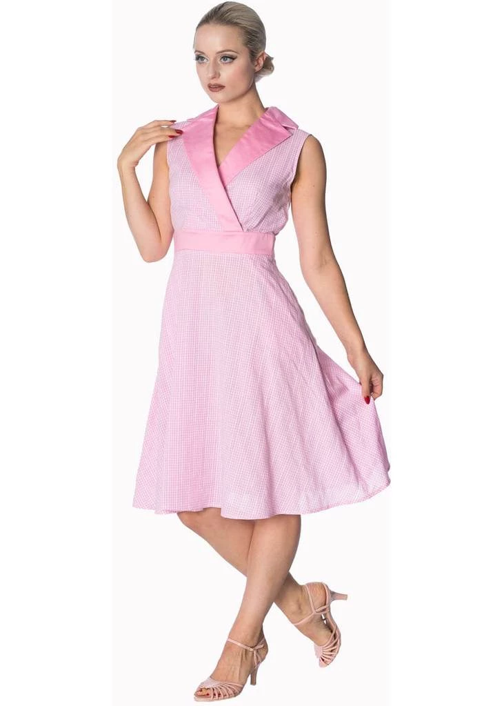New In Banned Grease Gingham 50's Diner Jurk Roze