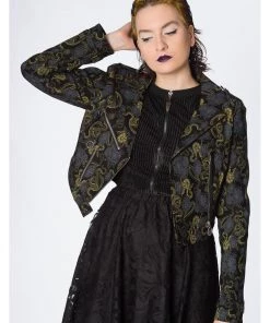 Banned Slither Snakes 60's Biker Jacket Black