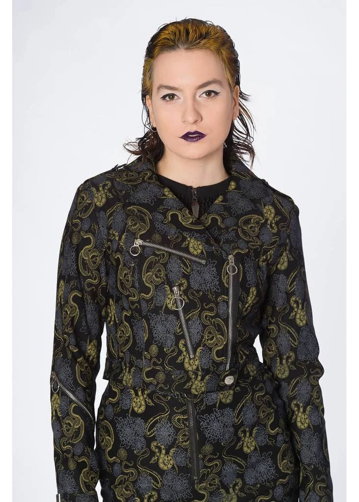 Banned Slither Snakes 60's Biker Jacket Black