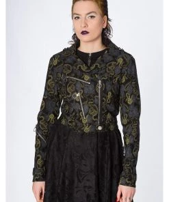 Banned Slither Snakes 60's Biker Jacket Black