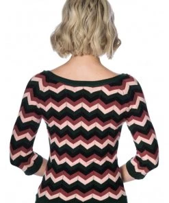 New In Banned Zooey Zag 60's Top Pink Green