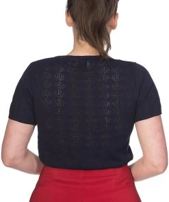 New In Banned Pointelle 50's Jumper Black