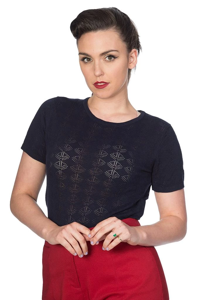 New In Banned Pointelle 50's Jumper Black