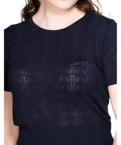 New In Banned Pointelle 50's Jumper Navy