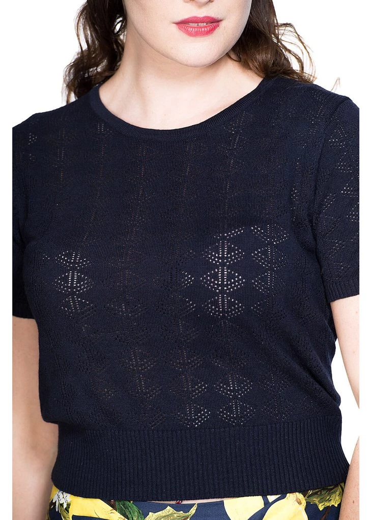 New In Banned Pointelle 50's Jumper Navy