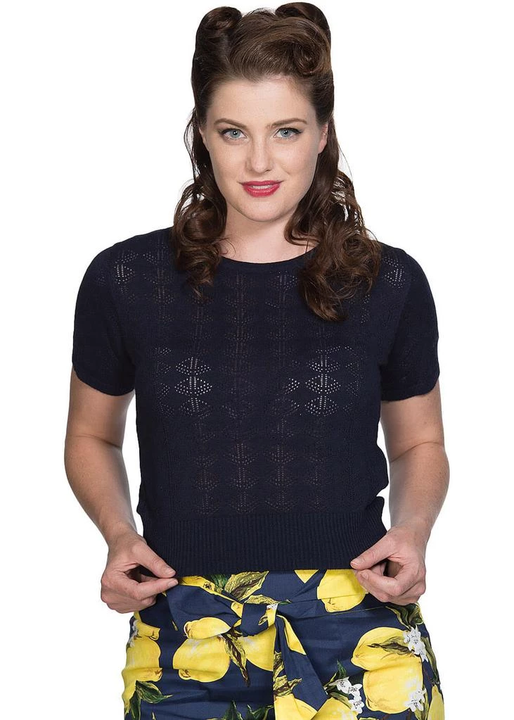 New In Banned Pointelle 50's Jumper Navy