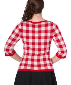 Banned Check Me 40's Jumper Top Red New In