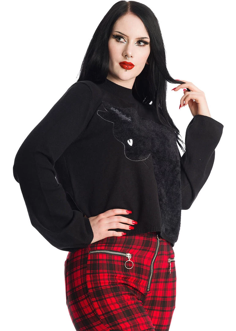 Banned Sabrina Cat Jumper Black New In