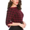 New In Banned Houndstooth 60's Jumper Burgundy Color