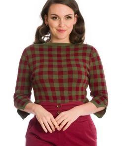 Banned Houndstooth 60's Jumper Green New In
