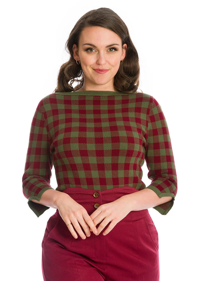 Banned Houndstooth 60's Jumper Green New In