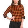 Banned Houndstooth 60's Jumper Orange Color