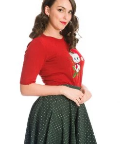 Banned Holly Cat Christmas 50's Jumper Red