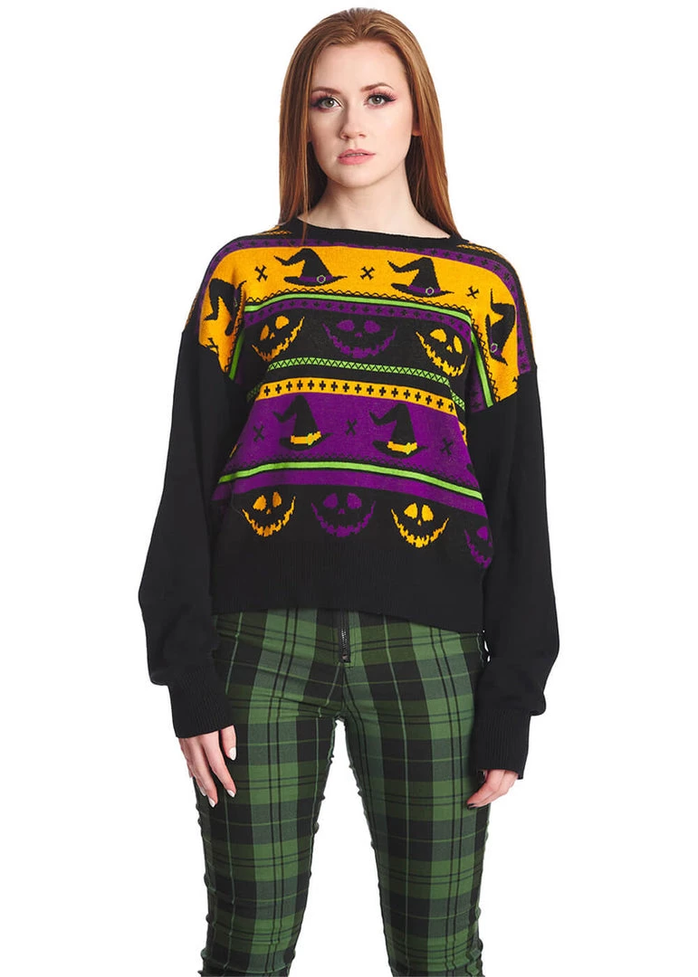 New In Banned Pumpkin 50's Jumper Black