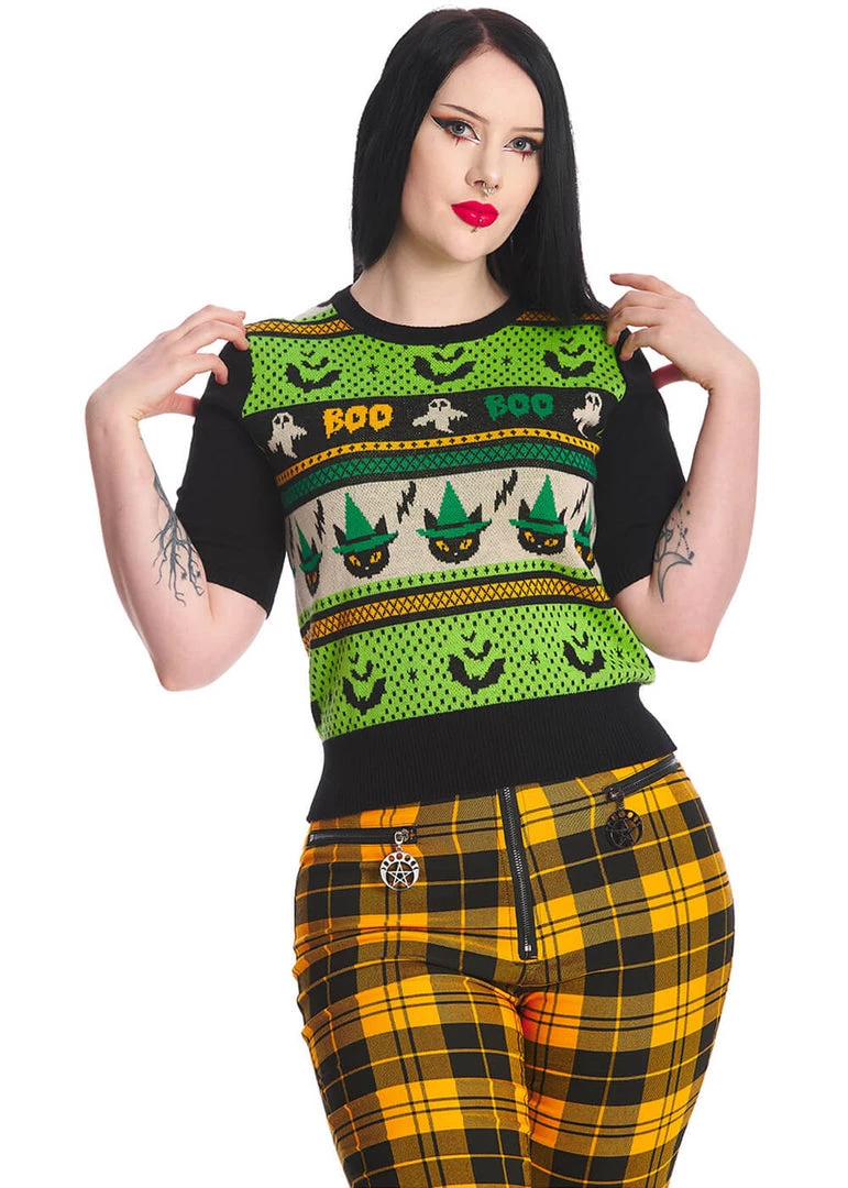Banned Spooky Boo 50's Jumper Black New In