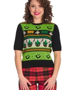 Banned Spooky Boo 50's Jumper Black New In