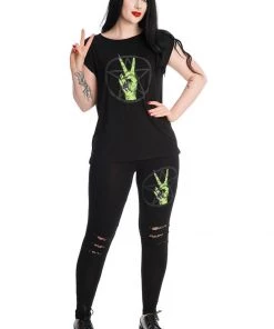 New In Banned Zombie Hand Leggings Black
