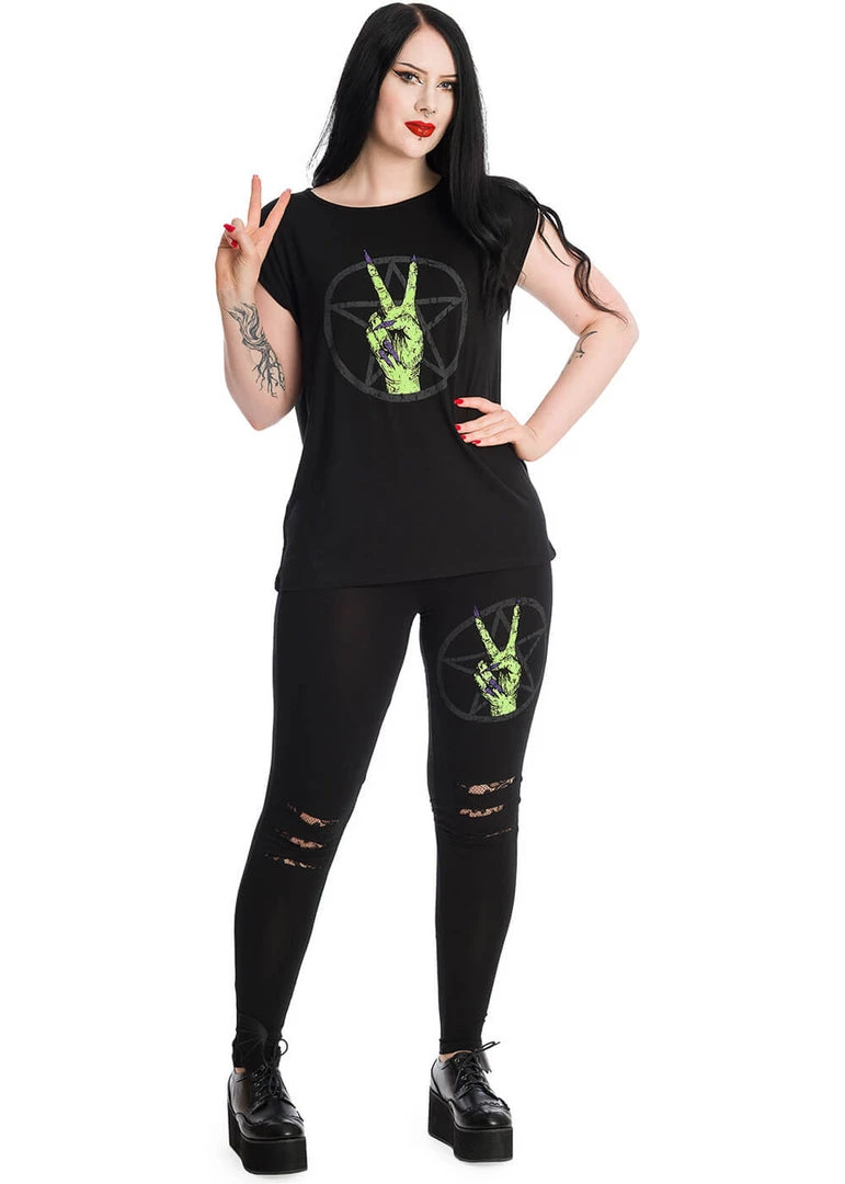 New In Banned Zombie Hand Leggings Black