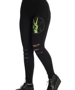 New In Banned Zombie Hand Leggings Black