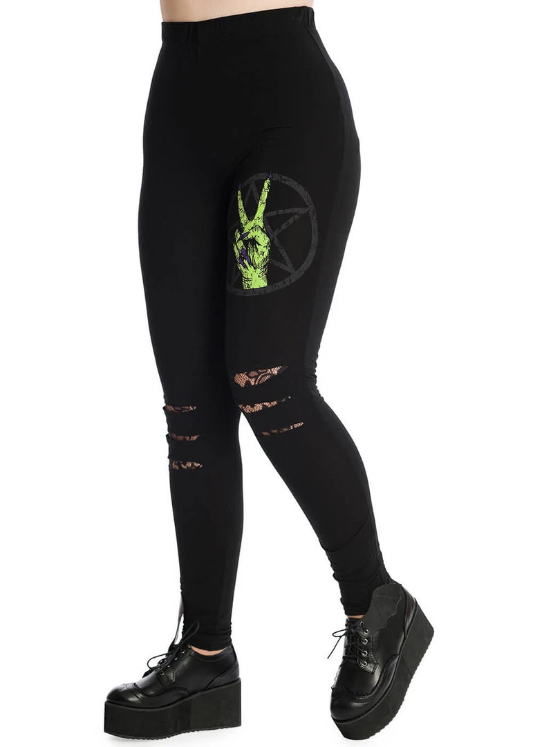 New In Banned Zombie Hand Leggings Black