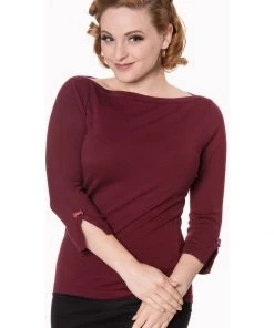 Banned Addicted 50's Sweater Burgundy Red New In