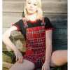 Banned Lifes Too Short Tartan Playsuit Red New In
