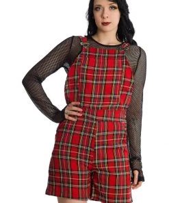 Banned Lifes Too Short Tartan Playsuit Red New In