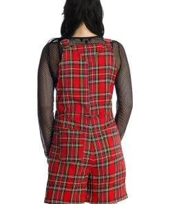 Banned Lifes Too Short Tartan Playsuit Red New In