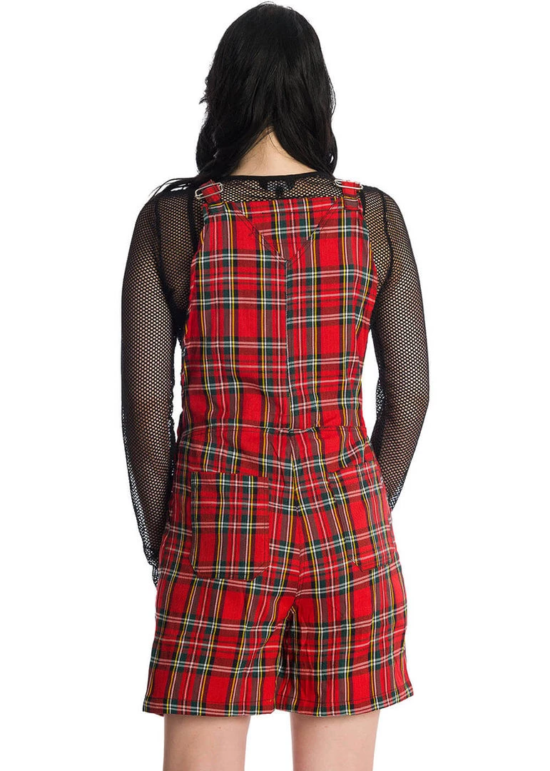 Banned Lifes Too Short Tartan Playsuit Red New In