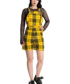 Banned Lifes Too Short Tartan Playsuit Yellow
