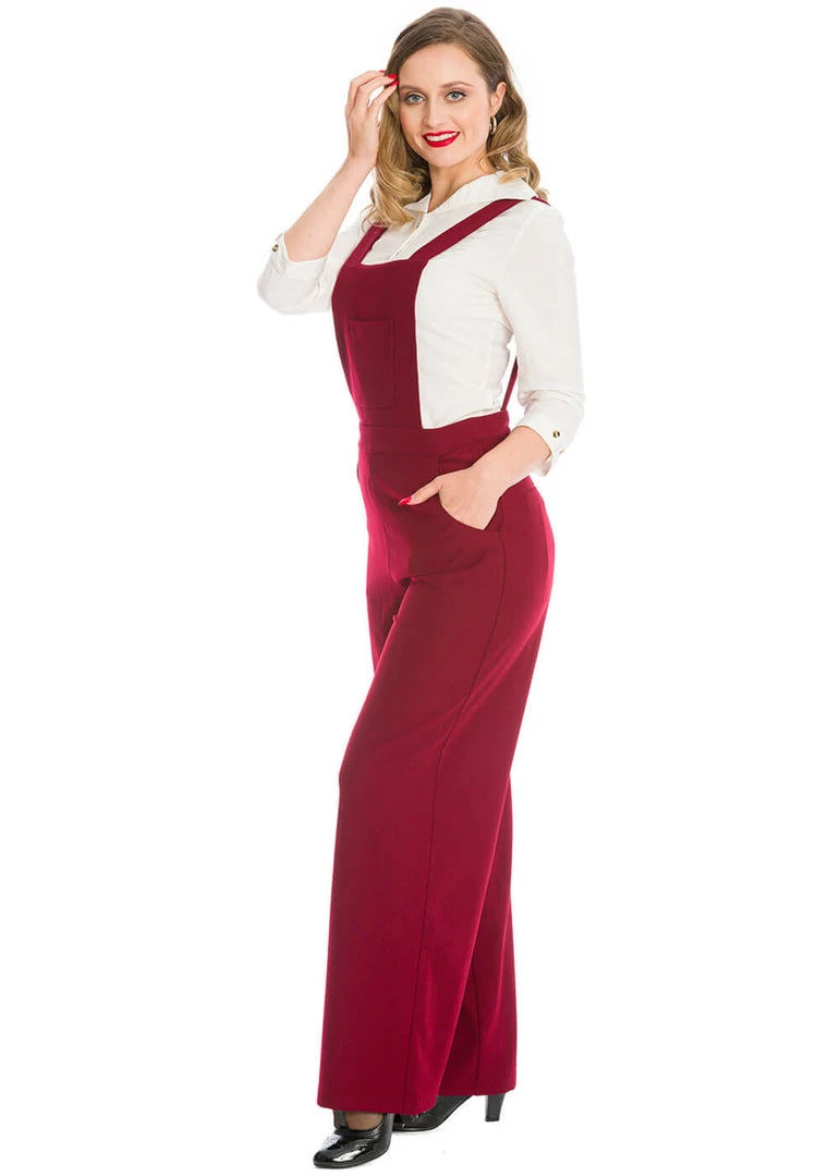 New In Banned Day Dreaming 40's Dungarees Burgundy