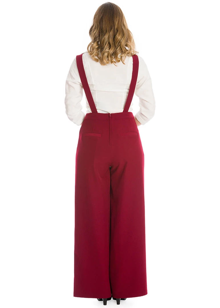 New In Banned Day Dreaming 40's Dungarees Burgundy