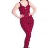 Banned Lenore Tartan 80's Jumpsuit Red New In
