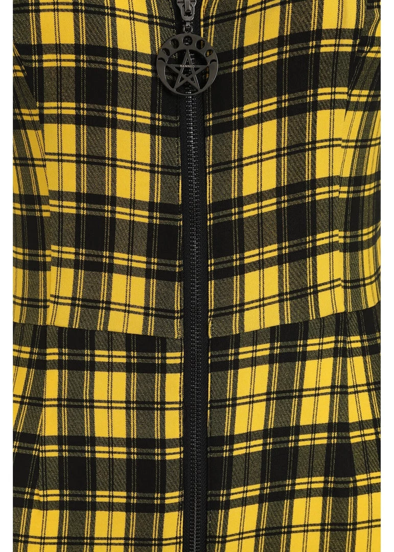 Banned Lenore Tartan 80's Jumpsuit Yellow New In