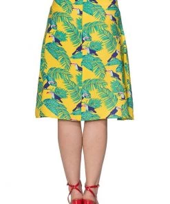 Banned Toucan All Over 50's A-Line Skirt Yellow