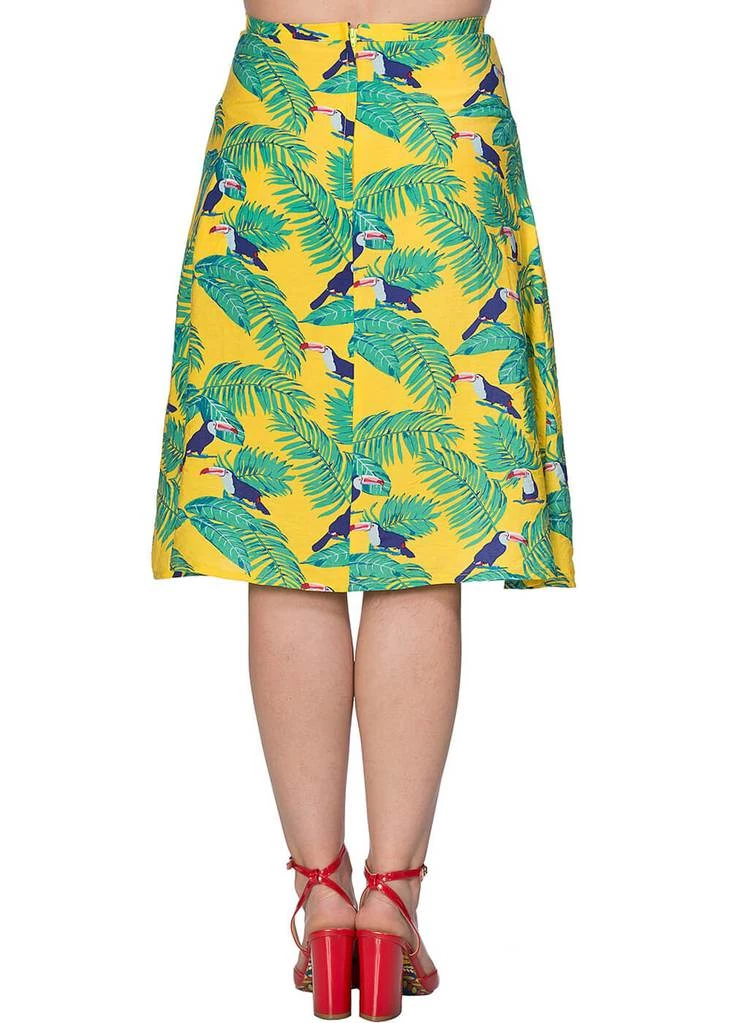 Banned Toucan All Over 50's A-Line Skirt Yellow