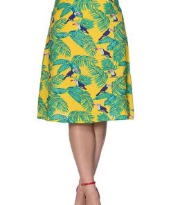 Banned Toucan All Over 50's A-Line Skirt Yellow