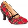 New In Banned Gene 40's Tartan Pumps Burgundy