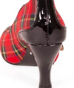 New In Banned Gene 40's Tartan Pumps Burgundy