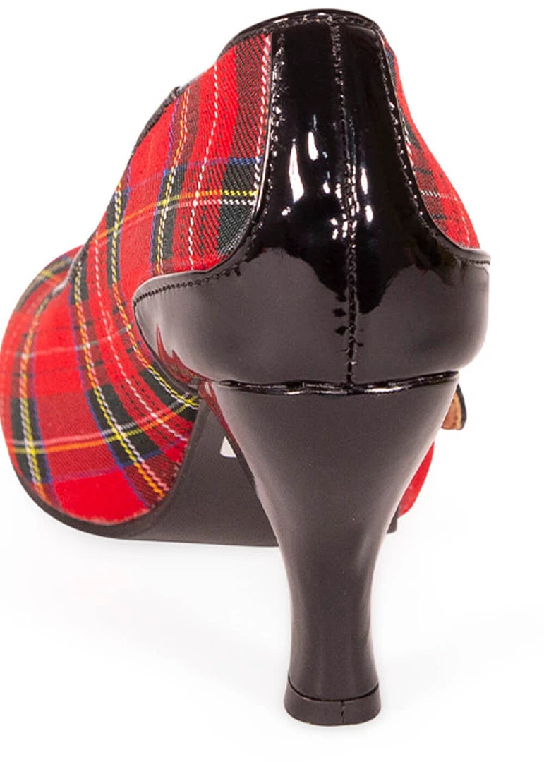 New In Banned Gene 40's Tartan Pumps Burgundy