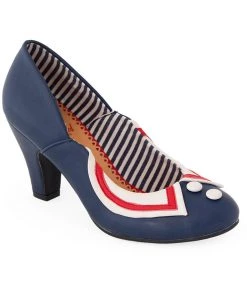 New In Banned Titanic Sailor 40's Pumps Navy Blue