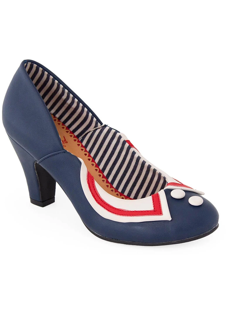 New In Banned Titanic Sailor 40's Pumps Navy Blue