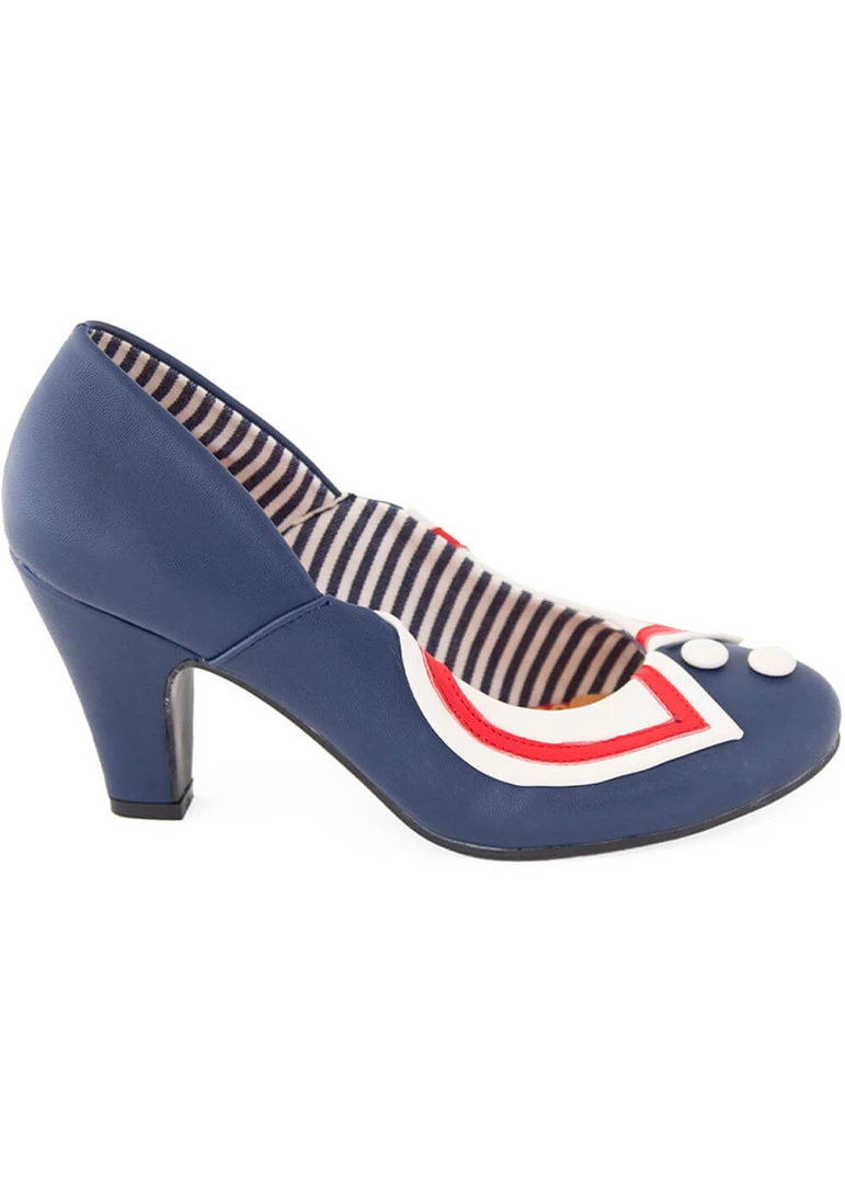 New In Banned Titanic Sailor 40's Pumps Navy Blue