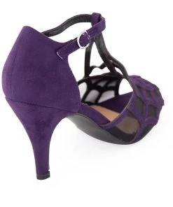 New In Banned Black Widow Spiderweb 50's Pumps Purple
