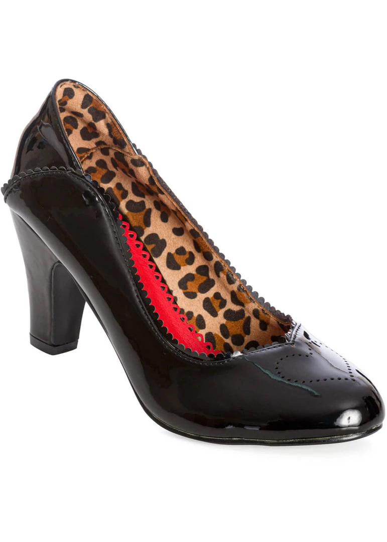 Banned Bettylou Heart 50's Patent Heels Black