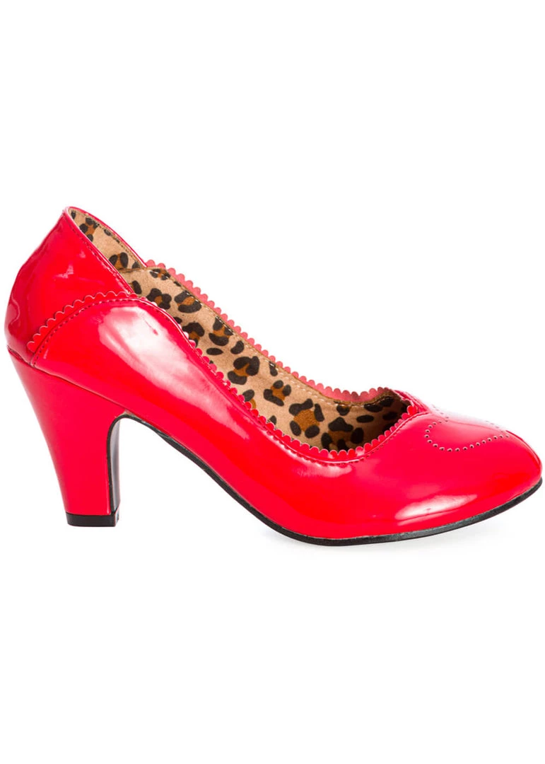 Banned Bettylou Heart 50's Patent Heels Red New In