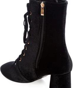 Banned It Takes Two Velvet 60's Boots Black