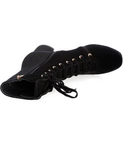 Banned It Takes Two Velvet 60's Boots Black